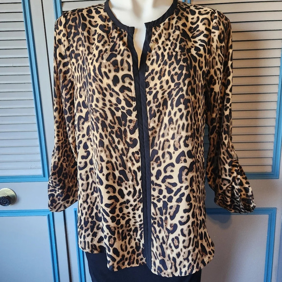 Meraki Leopard Print Top with Black Trim - Picture 1 of 13